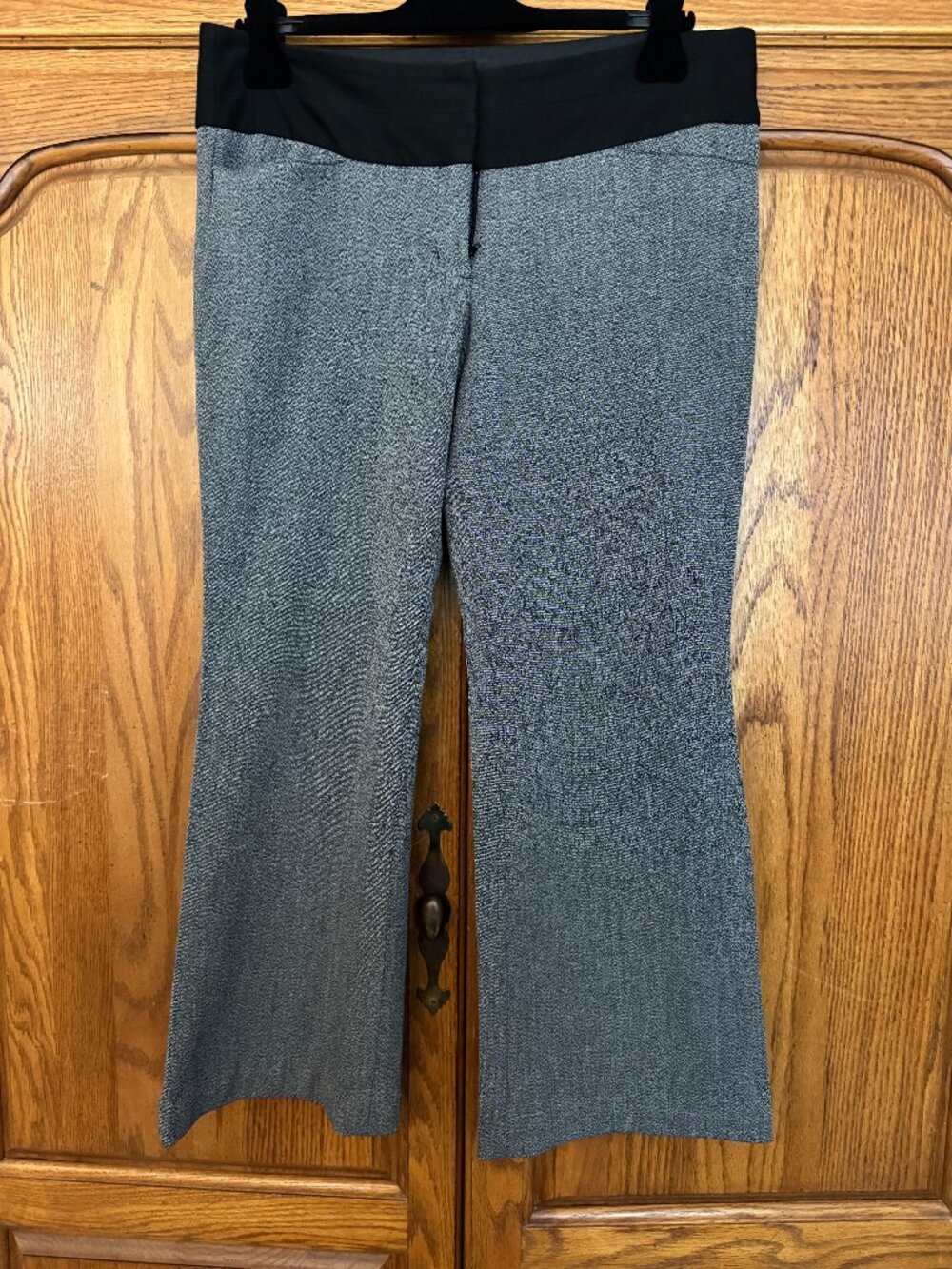 Express Black Waist Heathered Gray Flare Trousers